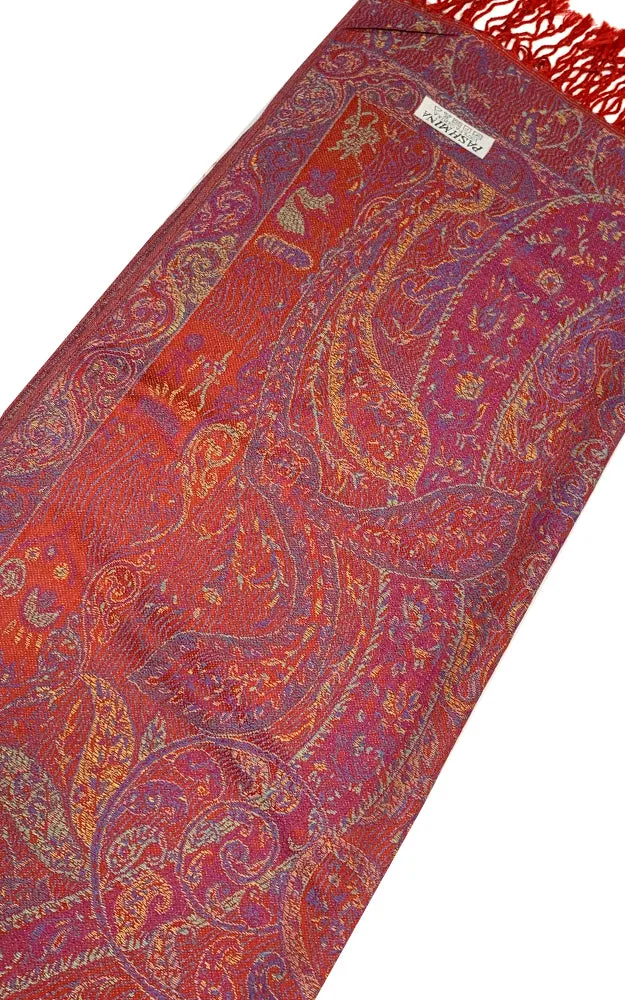 1022 Fuchsia Paisley Print Pashmina Scarf