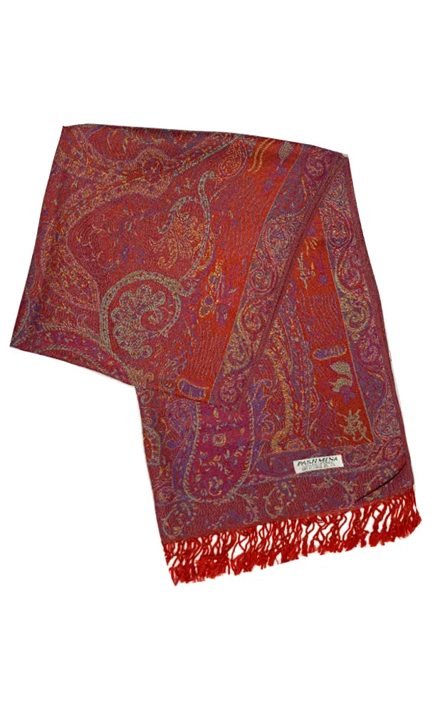 1022 Fuchsia Paisley Print Pashmina Scarf