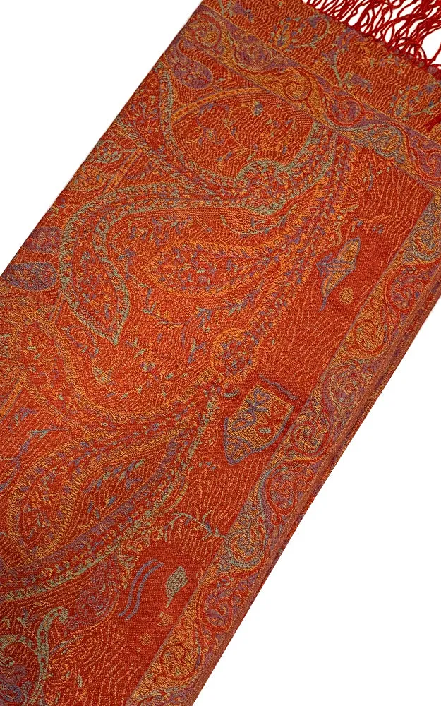 1022 Red Paisley Print Pashmina Scarf