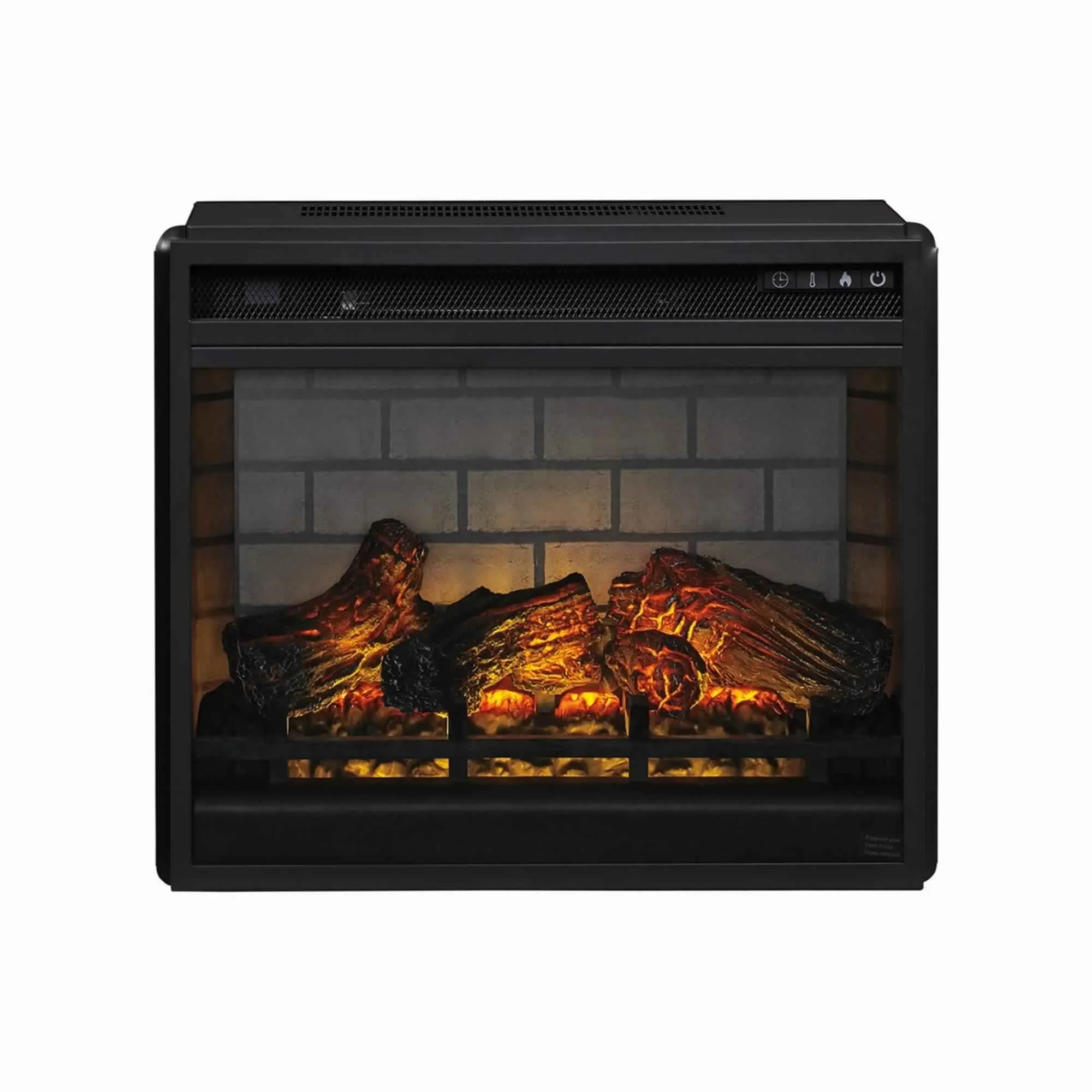 23.75 Inch Metal Fireplace Inset With 7 Level Temperature Setting Black By Benzara