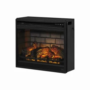 23.75 Inch Metal Fireplace Inset With 7 Level Temperature Setting Black By Benzara