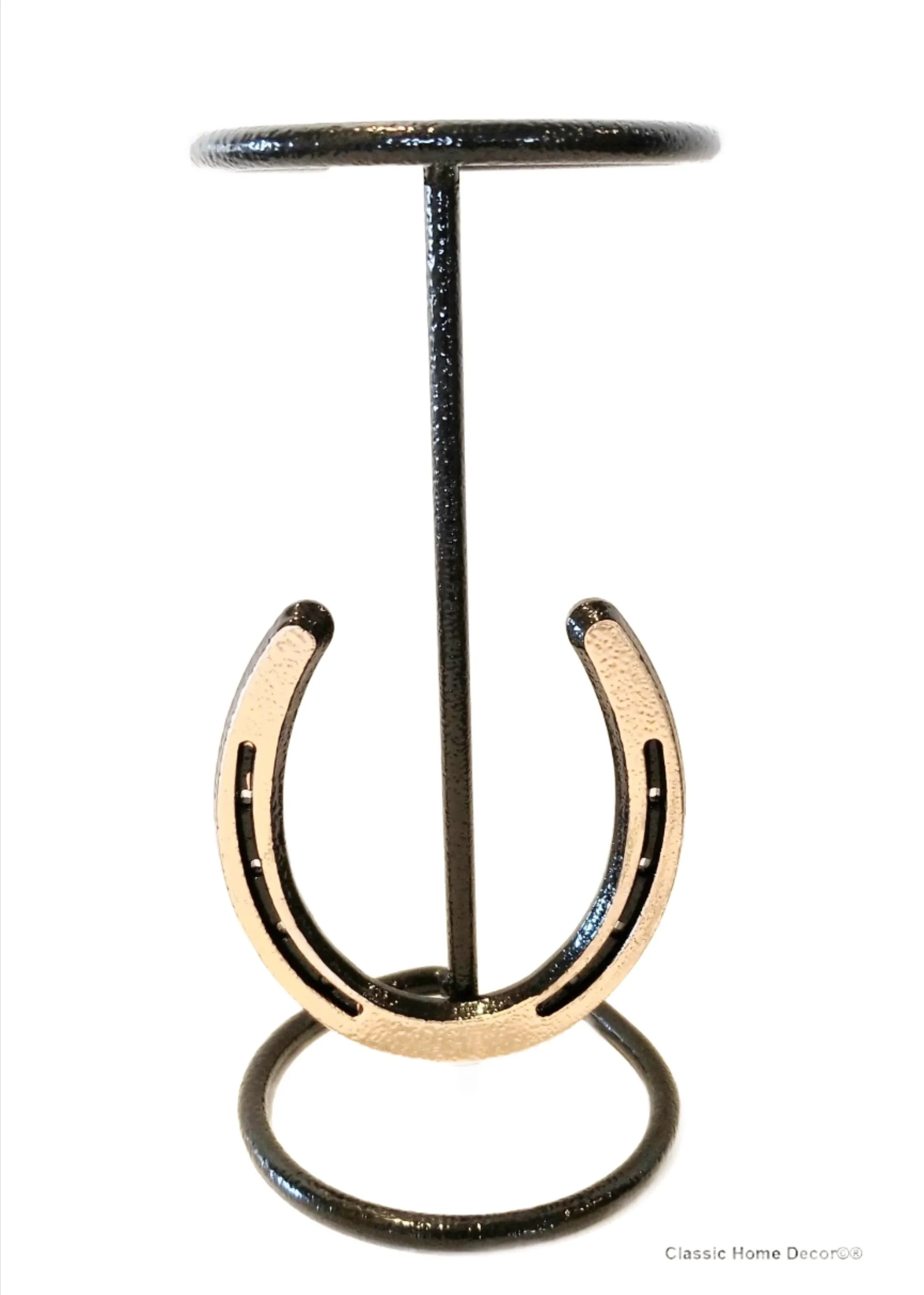 American Made Cowboy Hat Stand with Genuine Horseshoe Blk/Gold