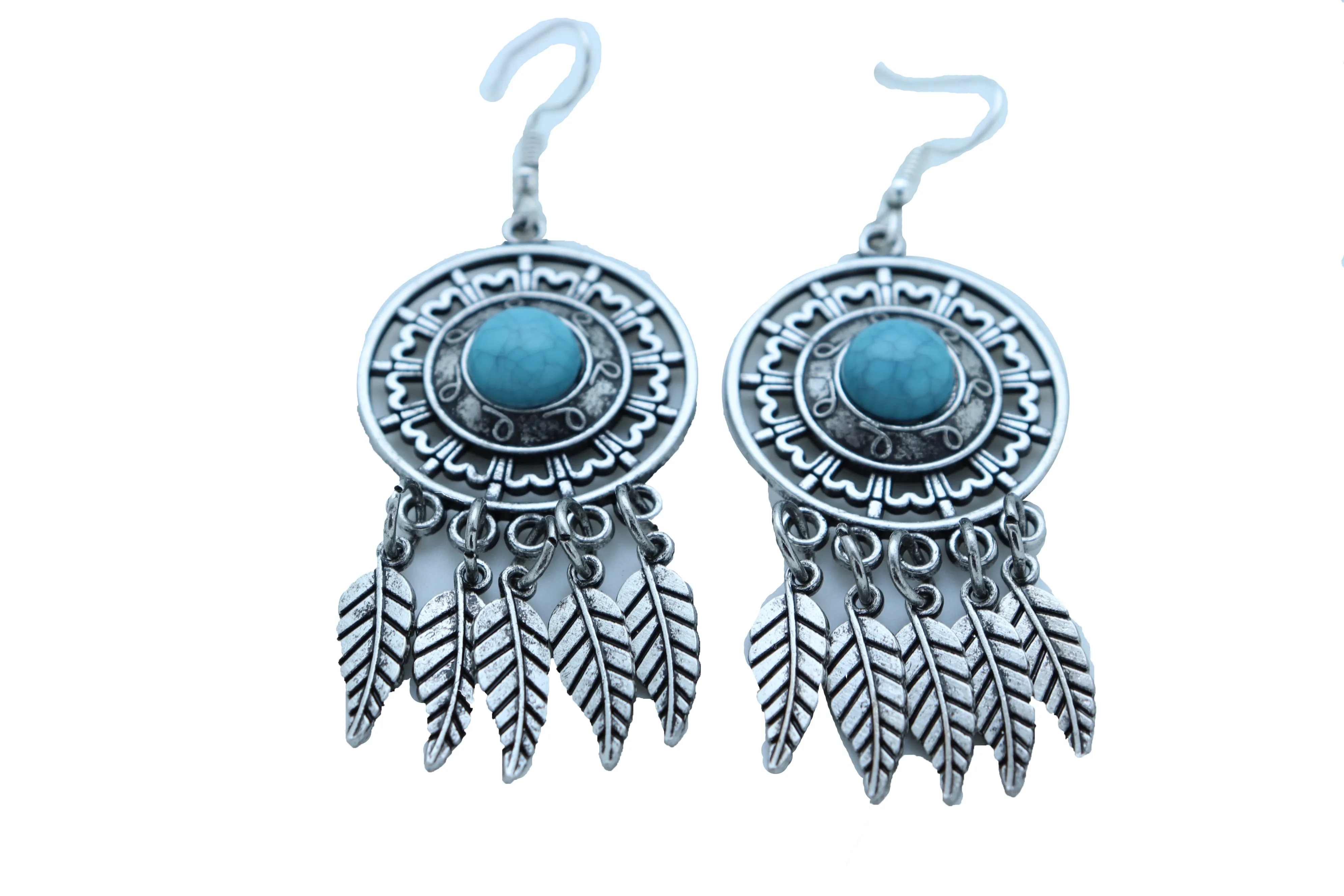 Antique Silver & Turquoise Dreamcatcher Earrings