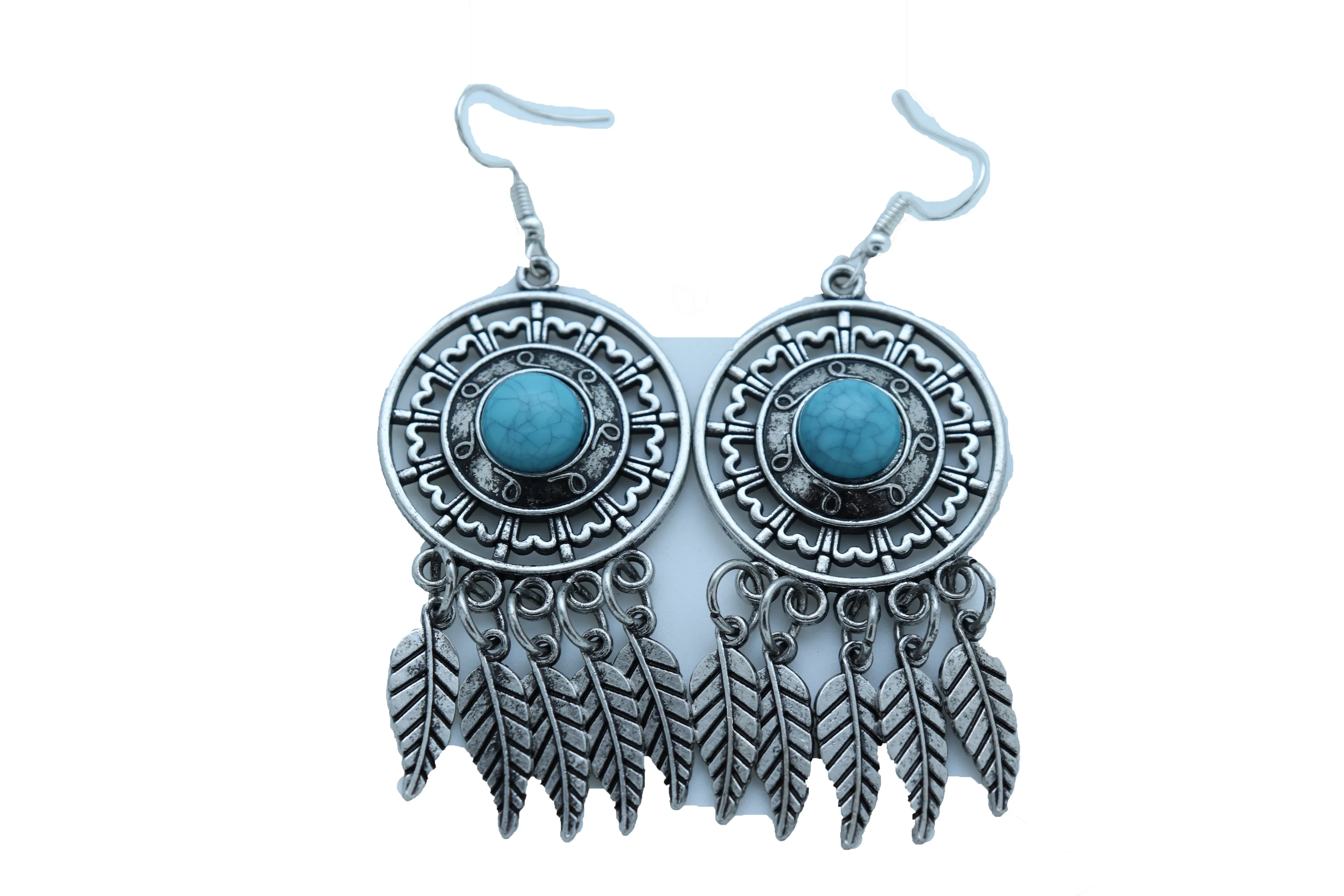 Antique Silver & Turquoise Dreamcatcher Earrings