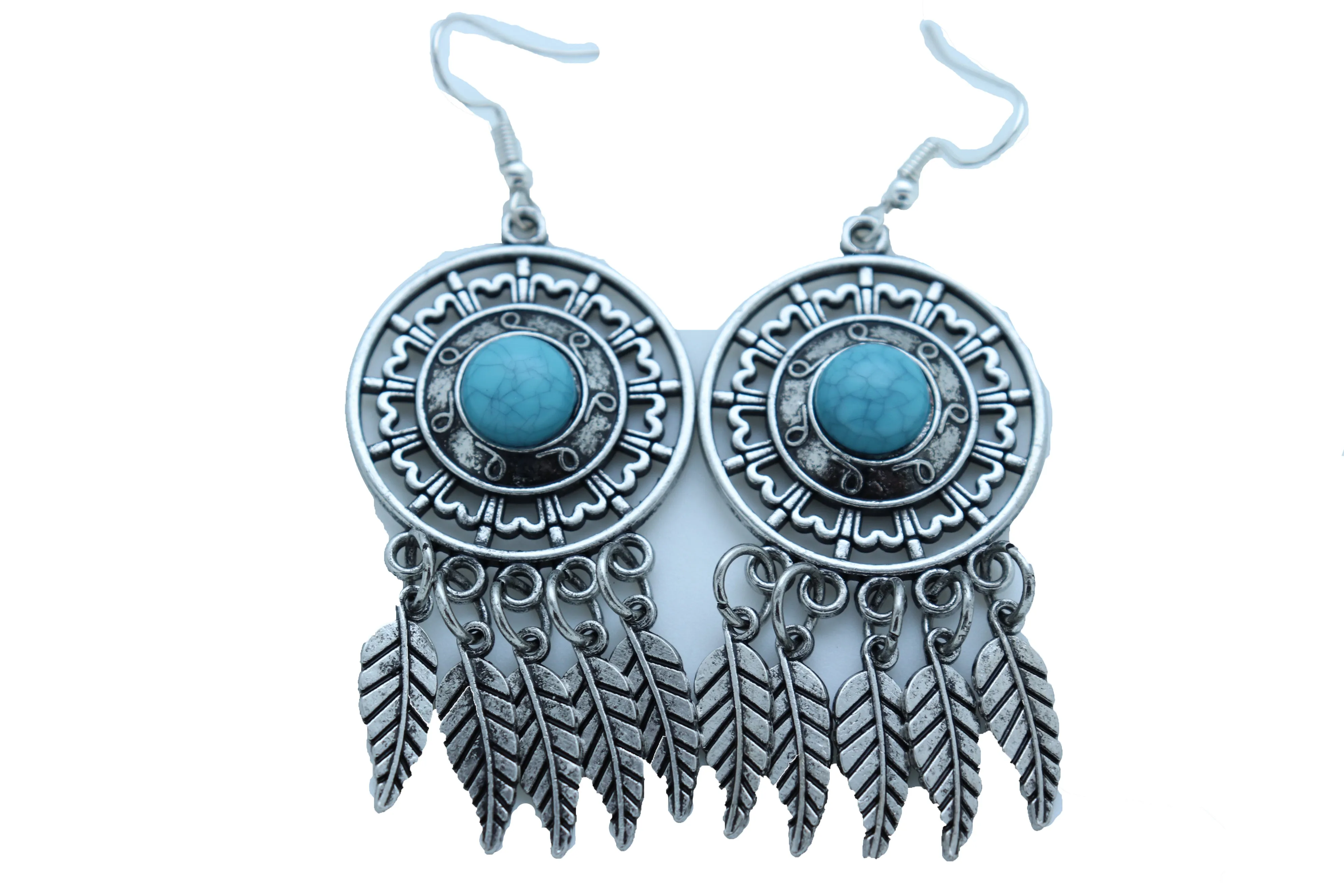 Antique Silver & Turquoise Dreamcatcher Earrings