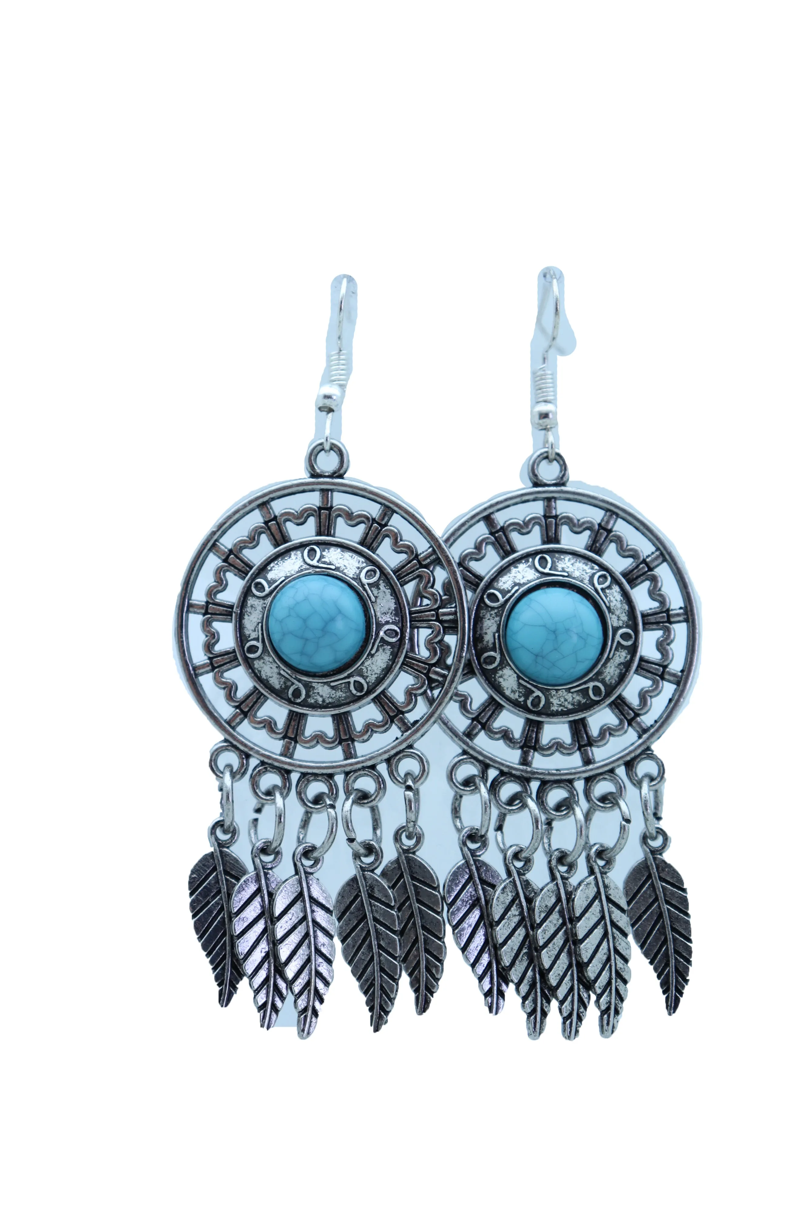 Antique Silver & Turquoise Dreamcatcher Earrings