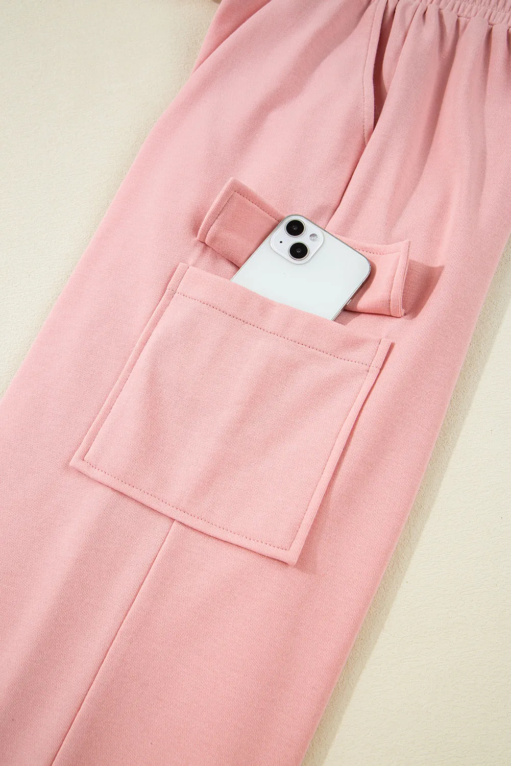 Apricot Pink Half Sleeve T-Shirt & Cargo Sweatpants Set