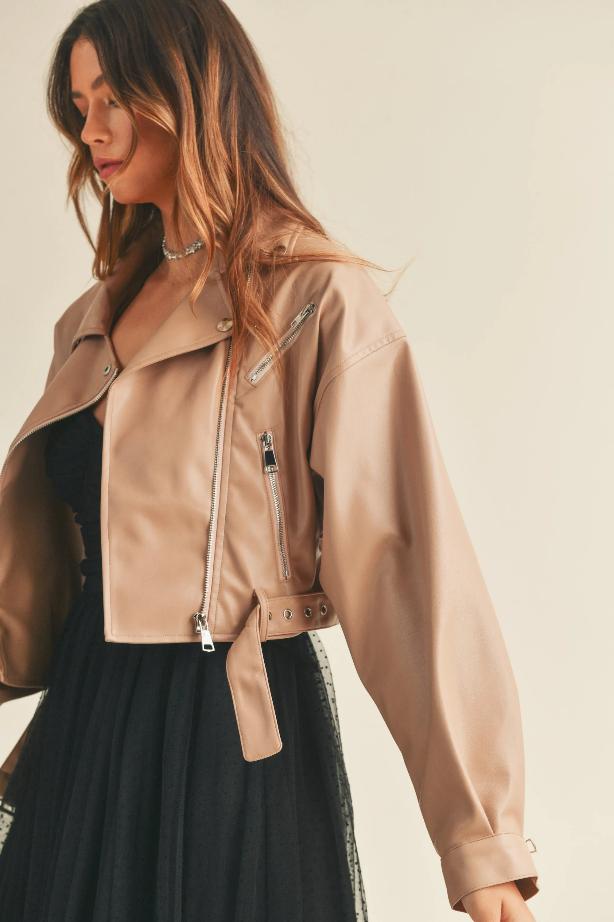 ARLET FAUX LEATHER MOTO JACKET