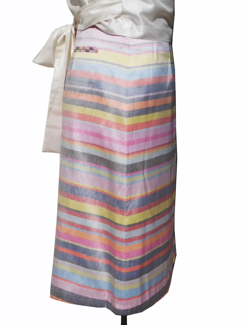 Audrey Skirt Thai Silk Taffeta Preppy Stripe