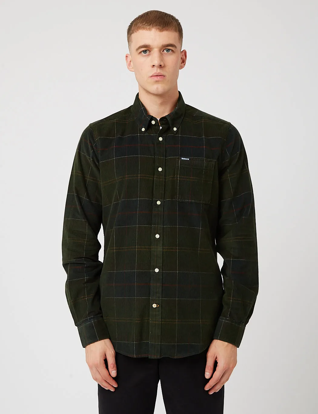 Barbour Blair Tailored Shirt (Cord) - Classic Tartan Green