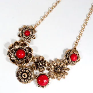 Beauty and Blossoms Bronze Floral Necklace