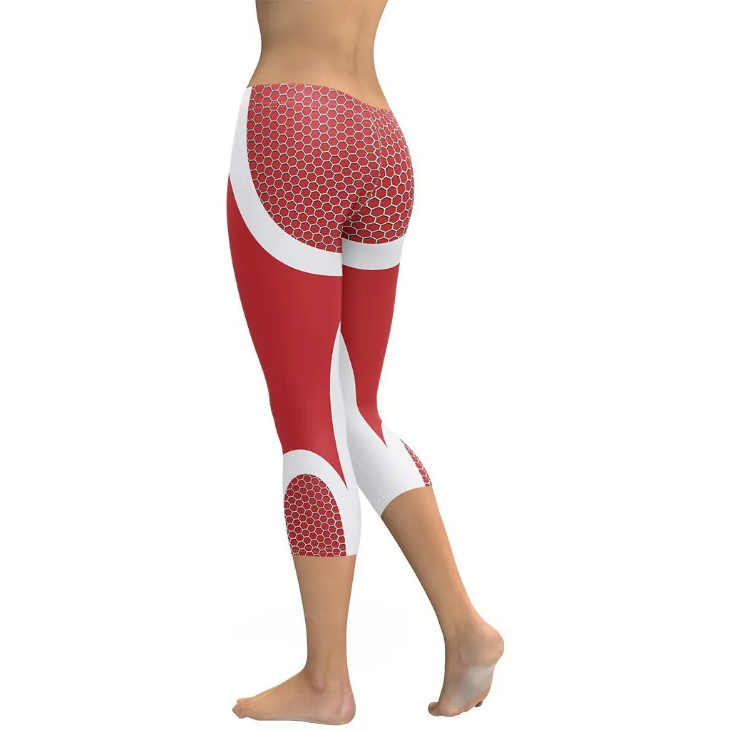 Beehive Geometric Capris Scarlet Red