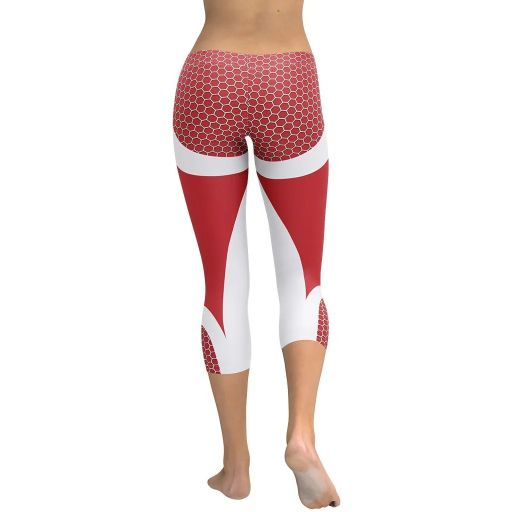 Beehive Geometric Capris Scarlet Red