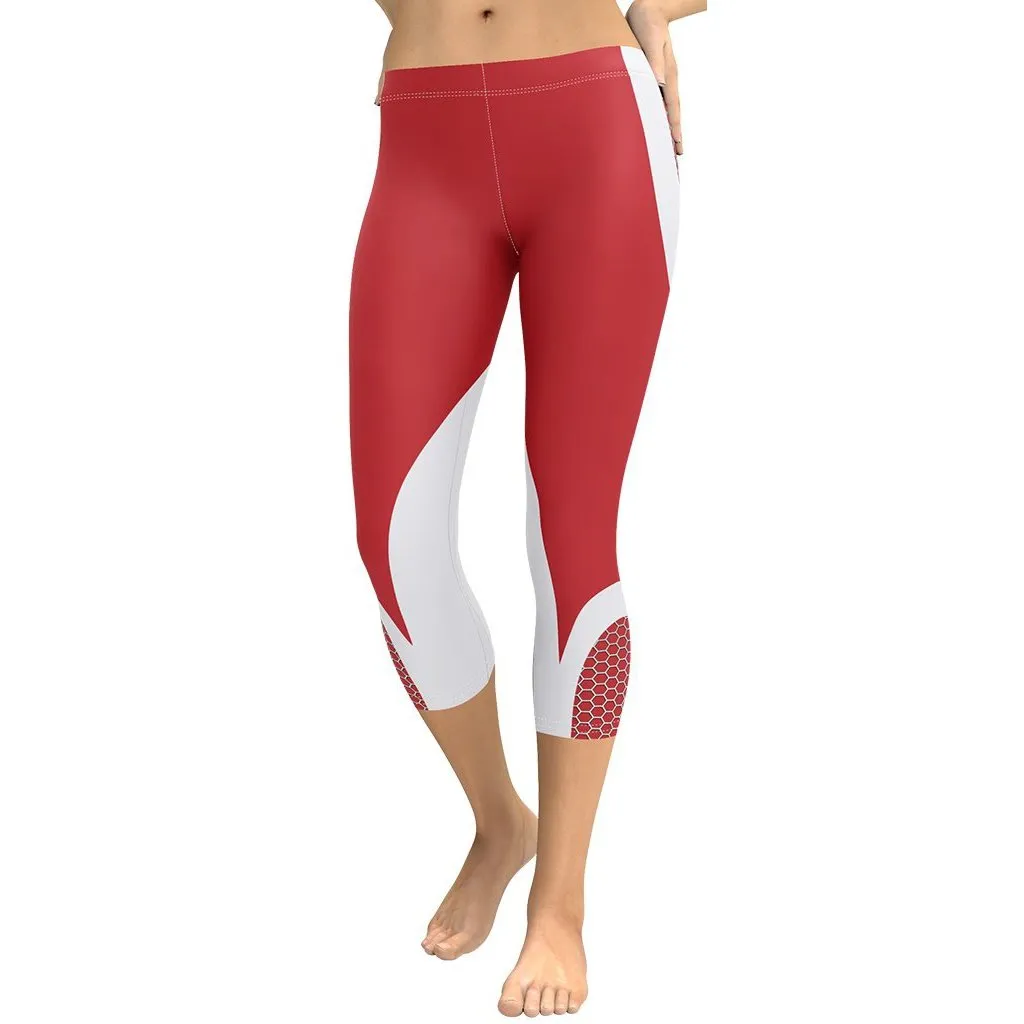 Beehive Geometric Capris Scarlet Red