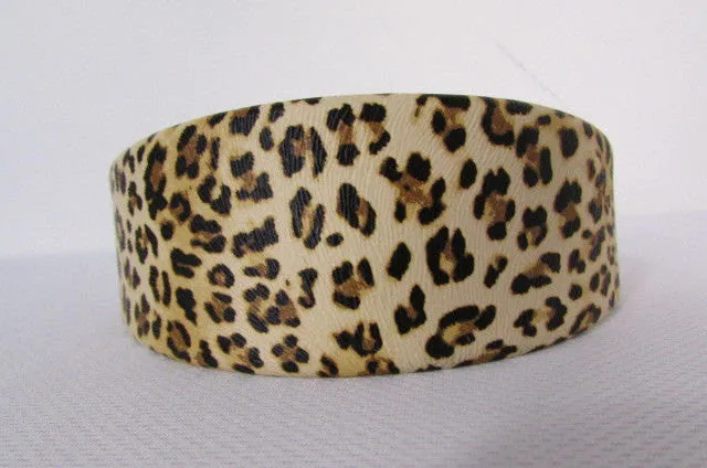 Beige Brown Animal Print Leopard Head Wide Band Chic Women Trendy