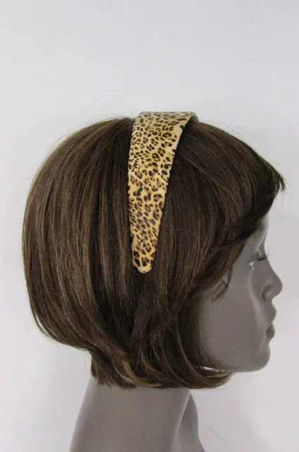 Beige Brown Animal Print Leopard Head Wide Band Chic Women Trendy