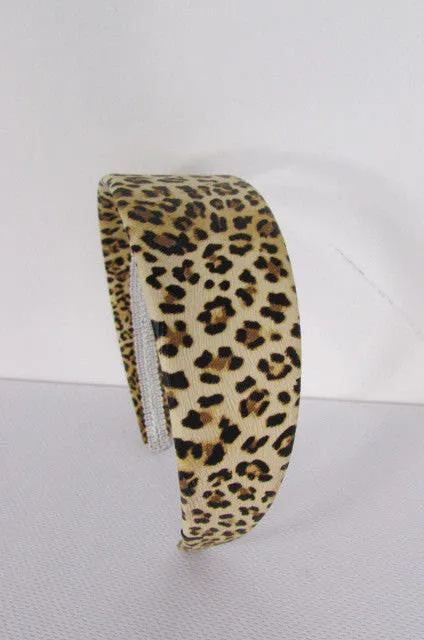 Beige Brown Animal Print Leopard Head Wide Band Chic Women Trendy