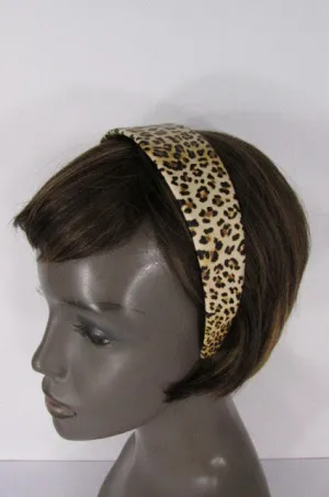 Beige Brown Animal Print Leopard Head Wide Band Chic Women Trendy