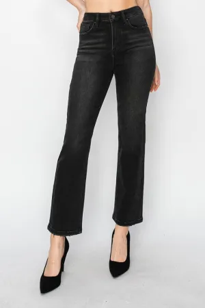 Black High Rise Crop Straight Jeans