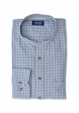 Blue & Grey Soft Oxford Mini Check Men's Shirt