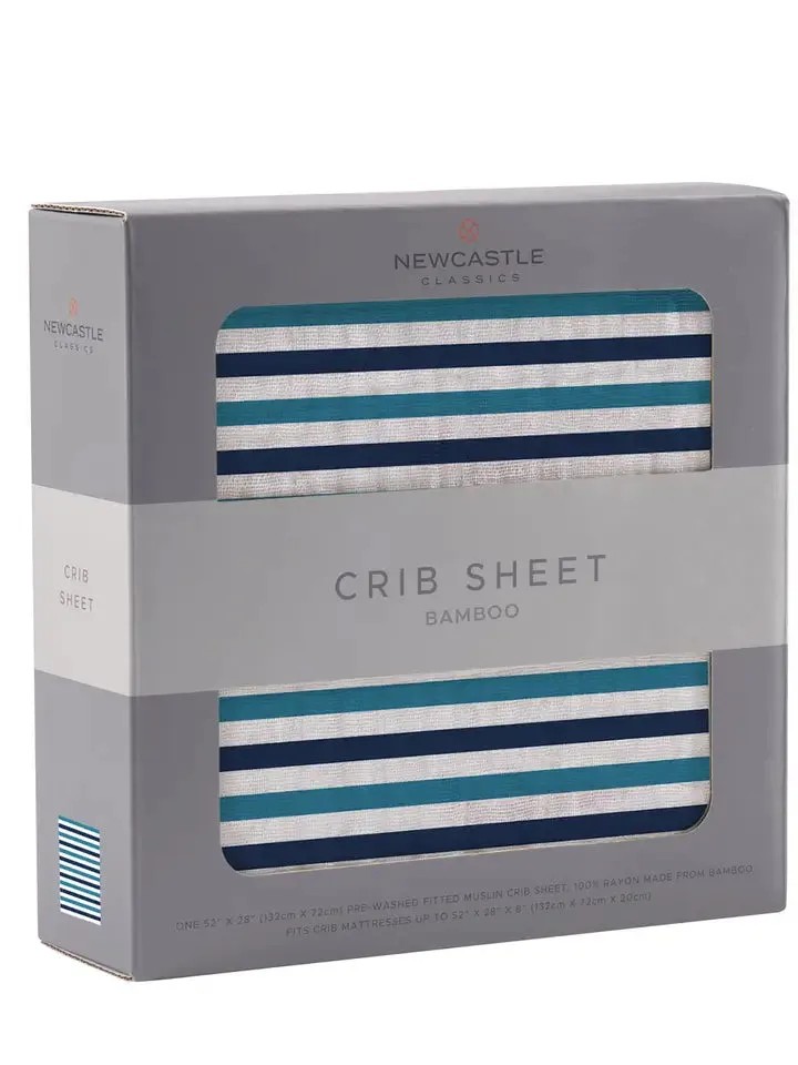 Blue and White Stripe Crib Sheet