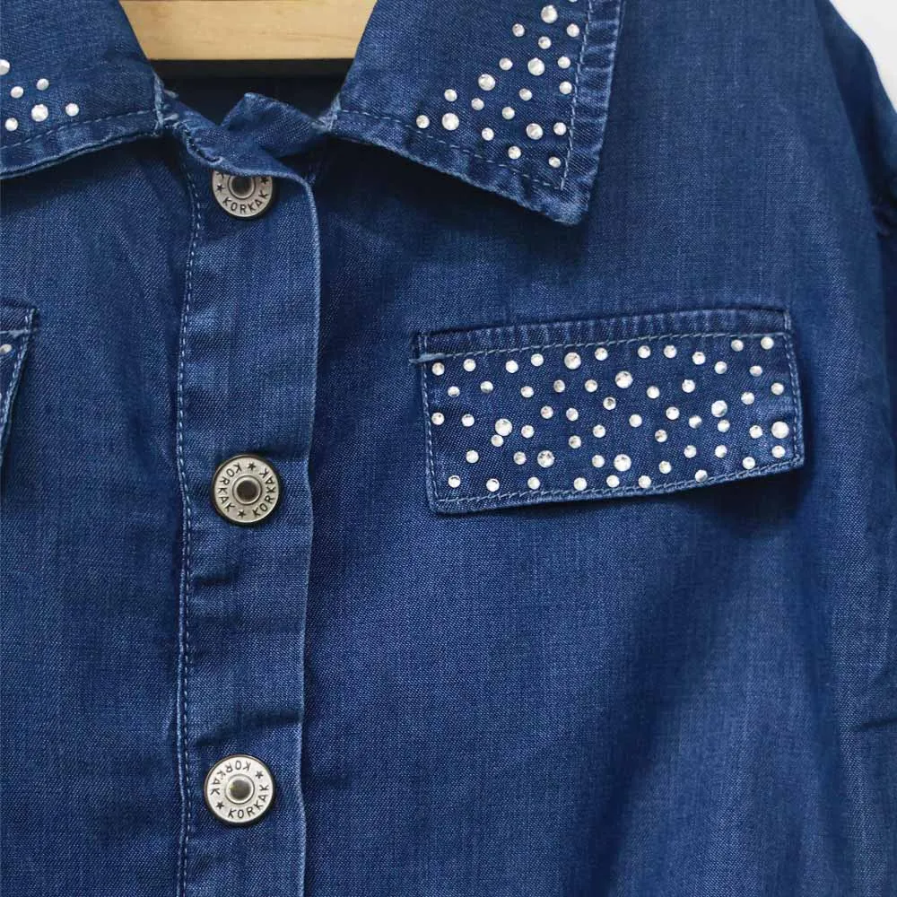 Blue Front Tie Knot Denim Shirt