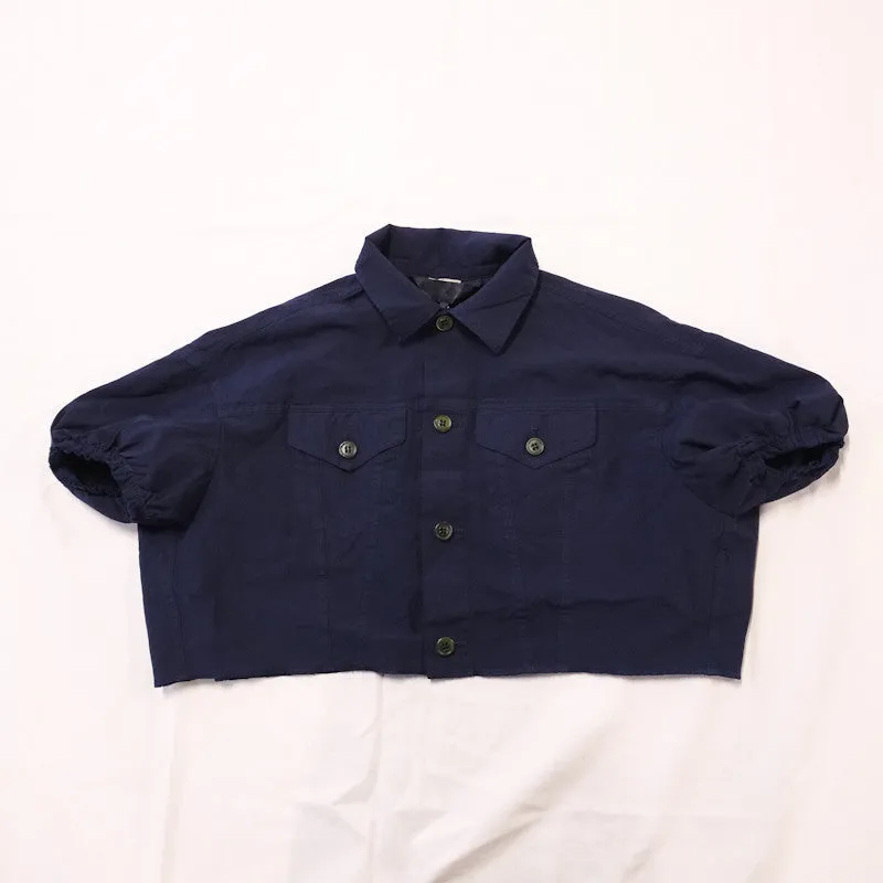 boiled polyester cropped blouson