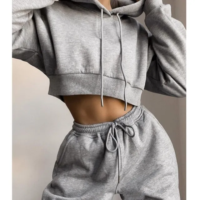 Brielle Crop Sweatshirt & Sweatpants Two Piece Set