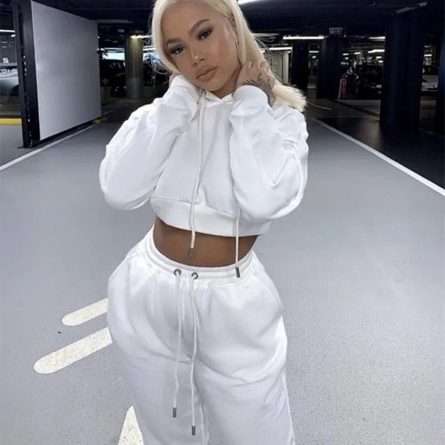 Brielle Crop Sweatshirt & Sweatpants Two Piece Set