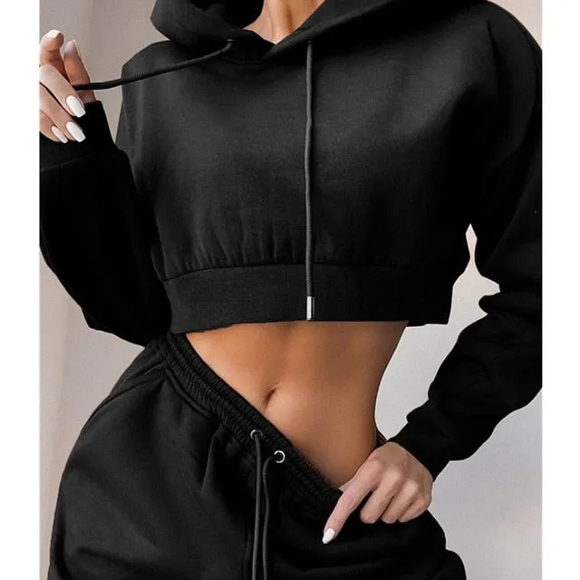 Brielle Crop Sweatshirt & Sweatpants Two Piece Set