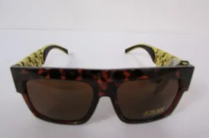 Brown Leopard Black Chunky Gold Chains Sunglasses Frame Plastic Hip Hop Accessories