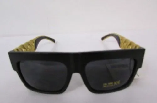 Brown Leopard Black Chunky Gold Chains Sunglasses Frame Plastic Hip Hop Accessories