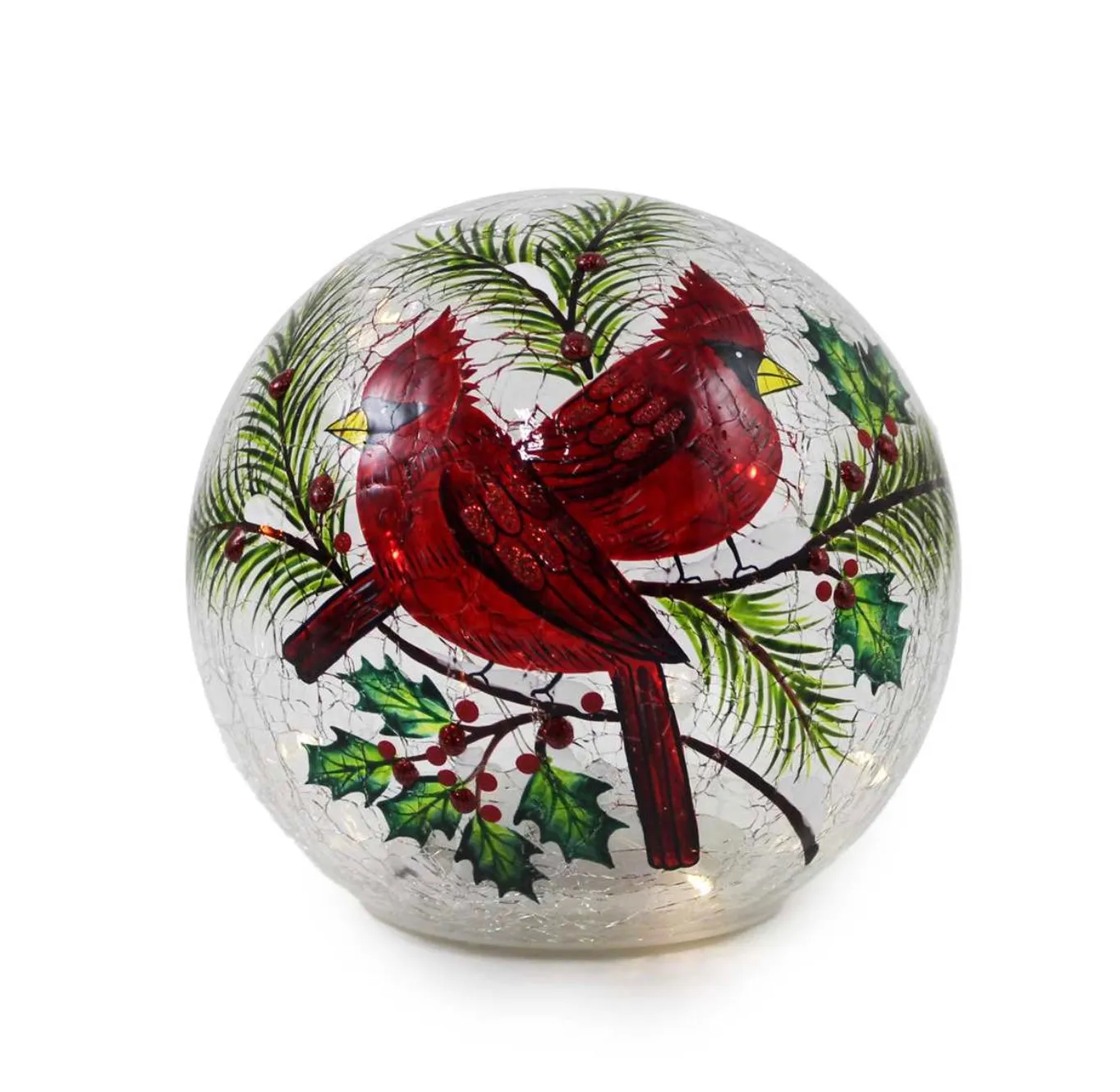 cardinals | crackle glass globe