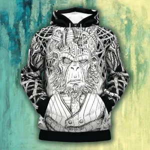 Casual mechanical monkey hoodie