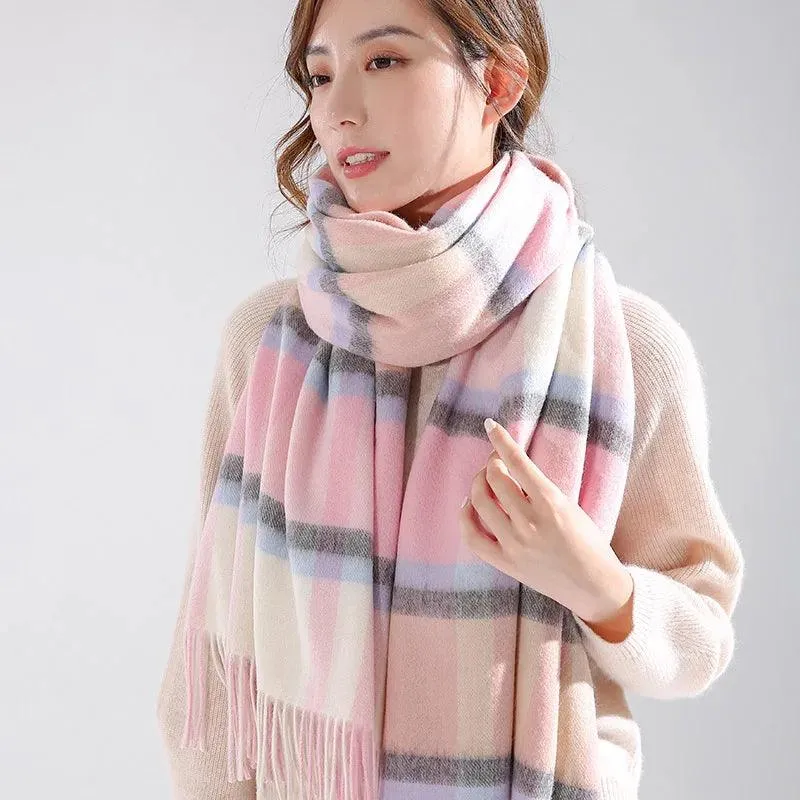 Chic Cashmere Plaid Wrap - Elegant Winter Neck Accessory