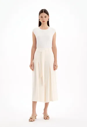 Choice Wide Leg Solid Soft Culottes Cream