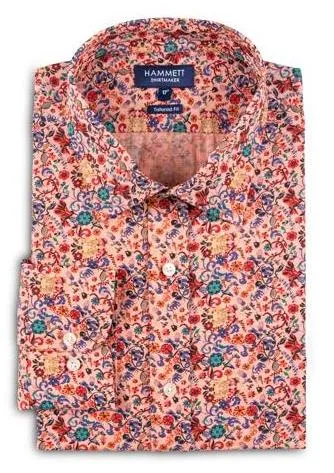 Colourful Floral Print Tailored Fit Men's Shirt