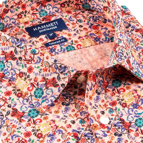 Colourful Floral Print Tailored Fit Men's Shirt