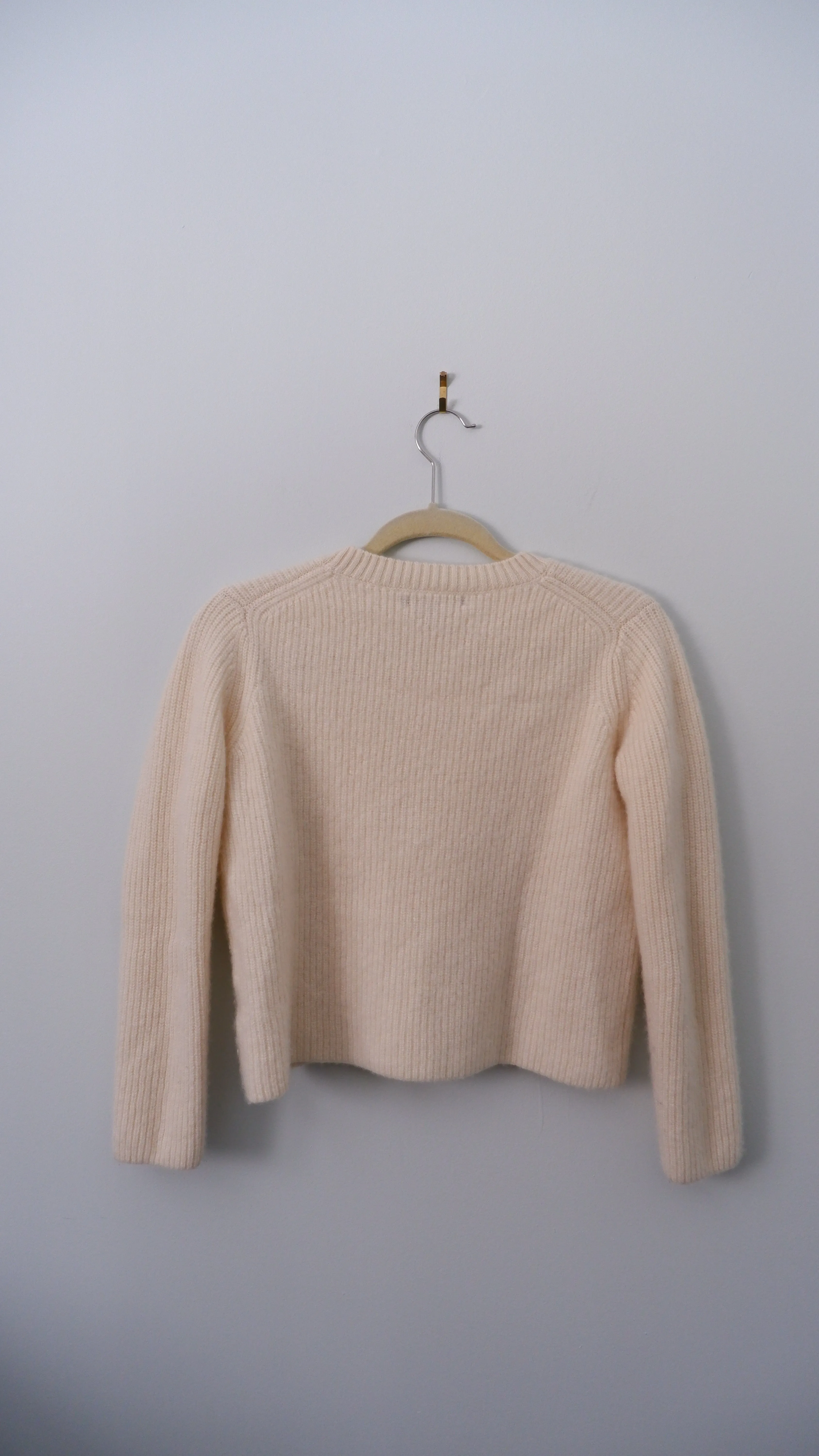 Cream 100% Cashmere Boxy Crew Neck Sweater - S