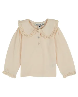 Creme Blouse Jersey Flamme Brodee