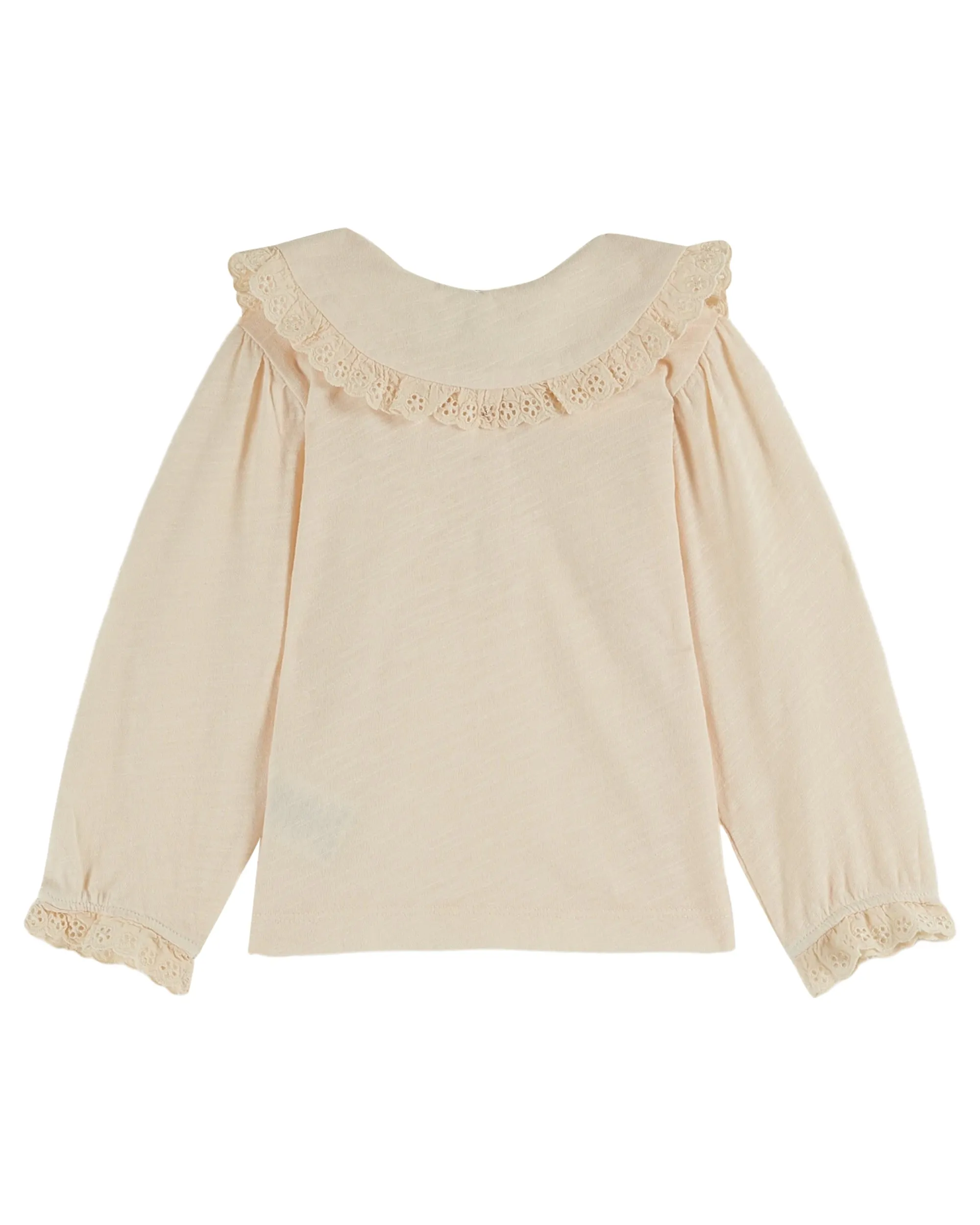 Creme Blouse Jersey Flamme Brodee