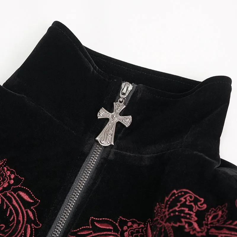 CT20501 Black Jacquard Embroidered Jacket