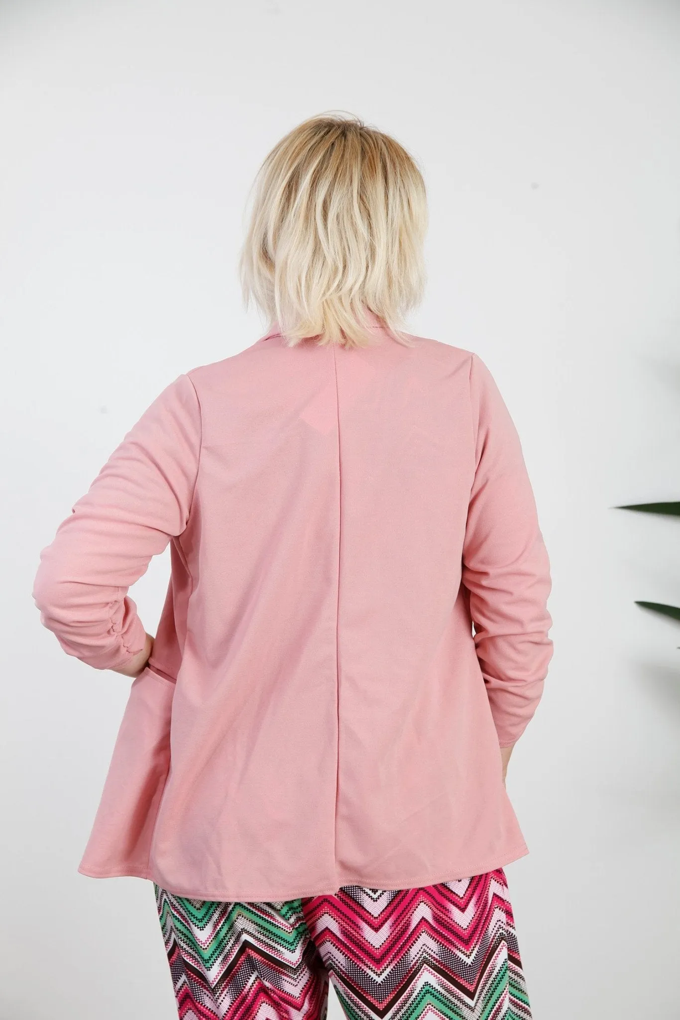 Curve Blush Pink Ruched Sleeve Blazer