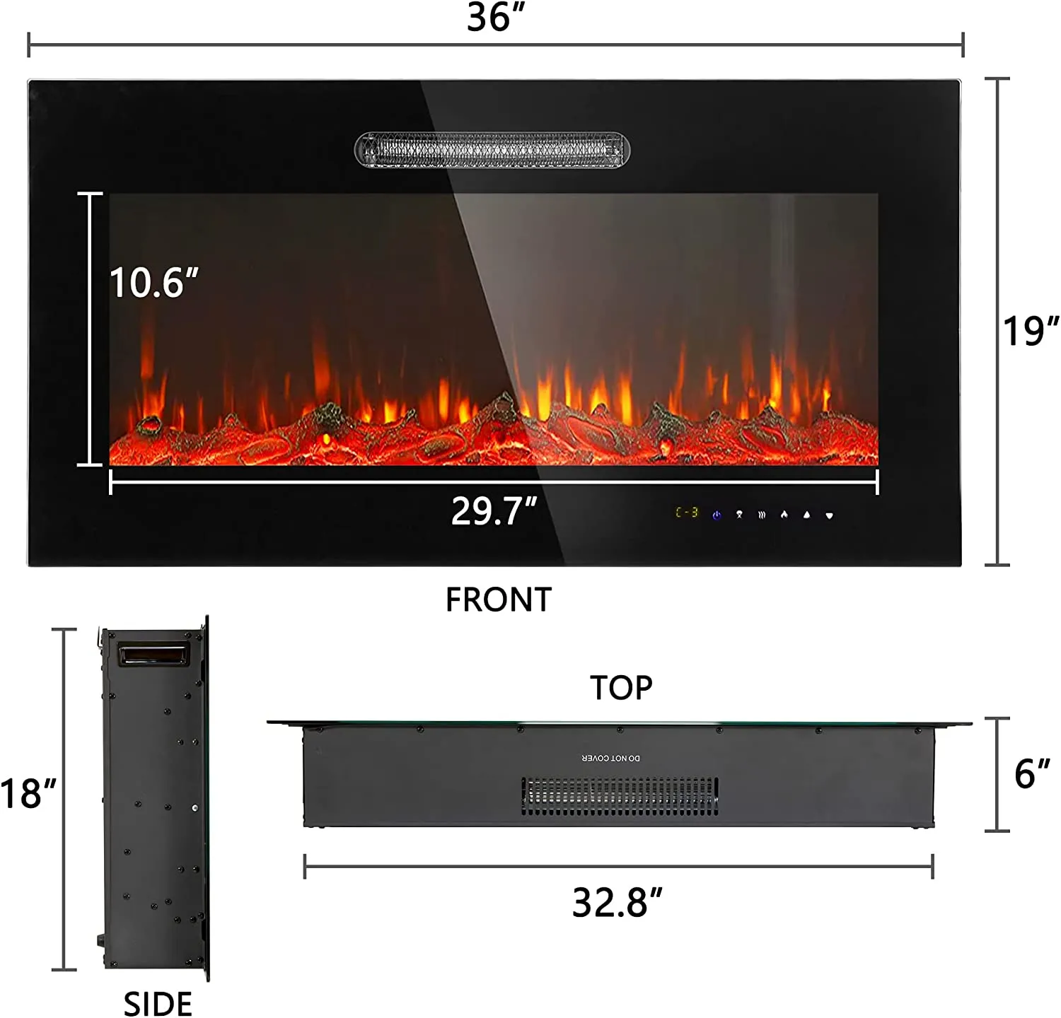 Electric Fireplace Logs Set Heater Realistic Ember Bed for Indoor Use 36Inch