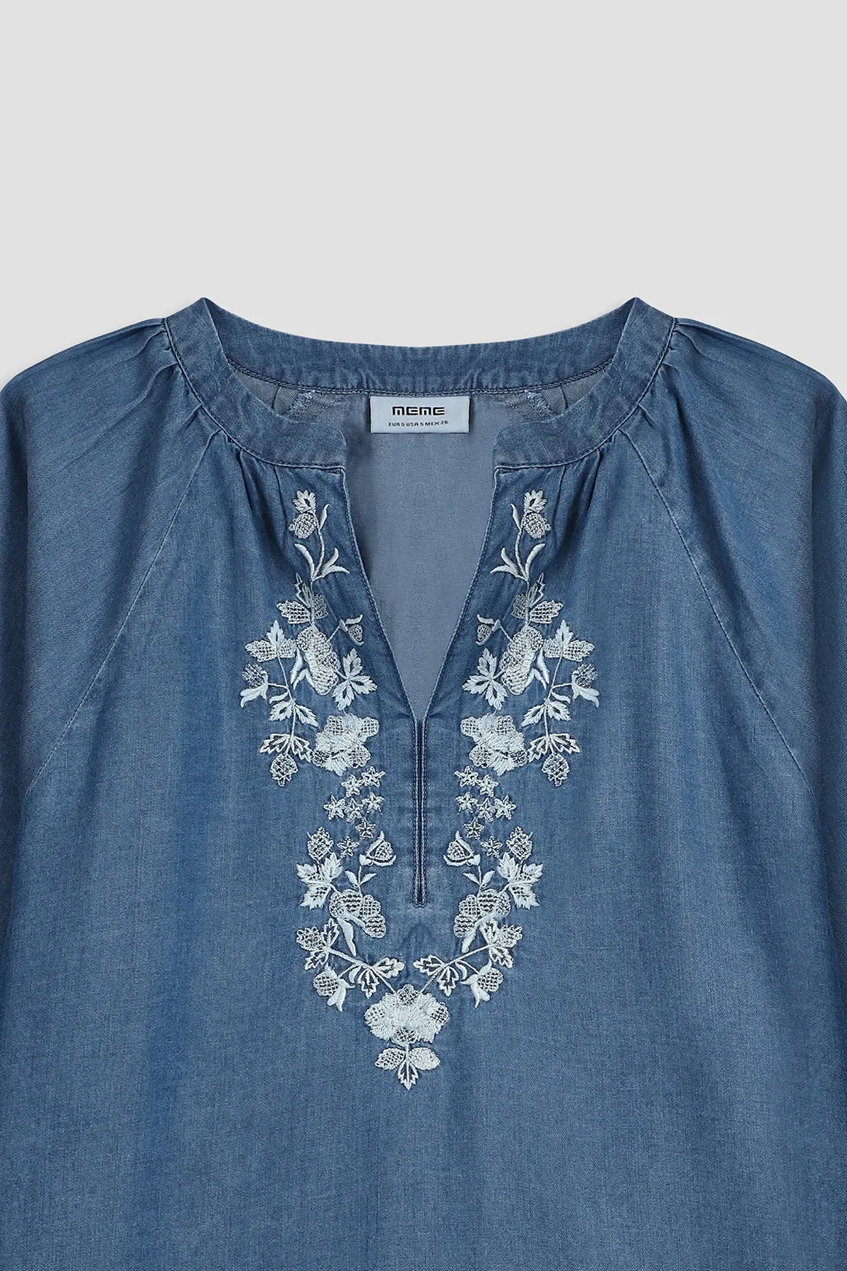 Embroidered Dress For Women - MID BLUE