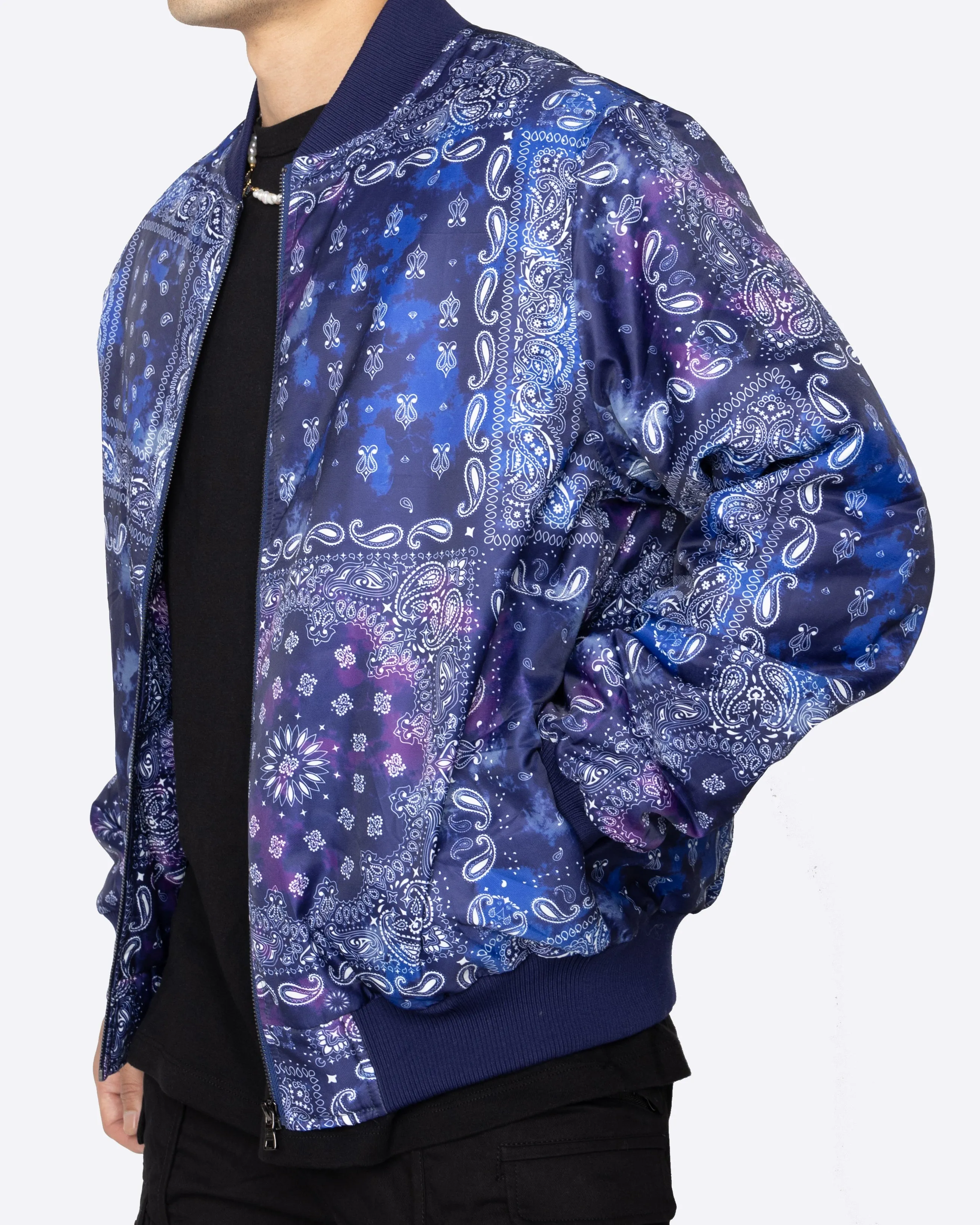 EPTM TIE DYE BANDANA BOMBER JACKET-NAVY