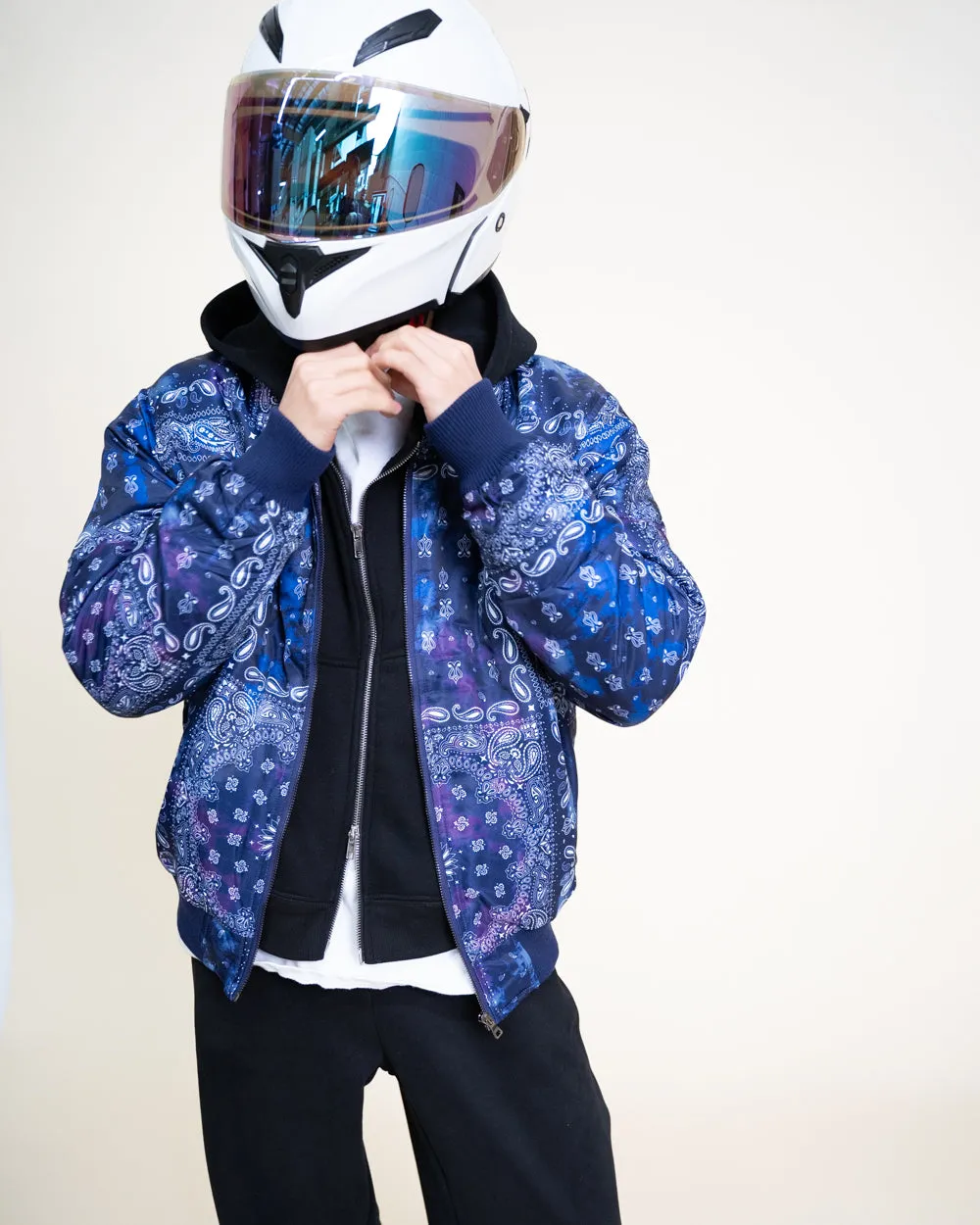 EPTM TIE DYE BANDANA BOMBER JACKET-NAVY