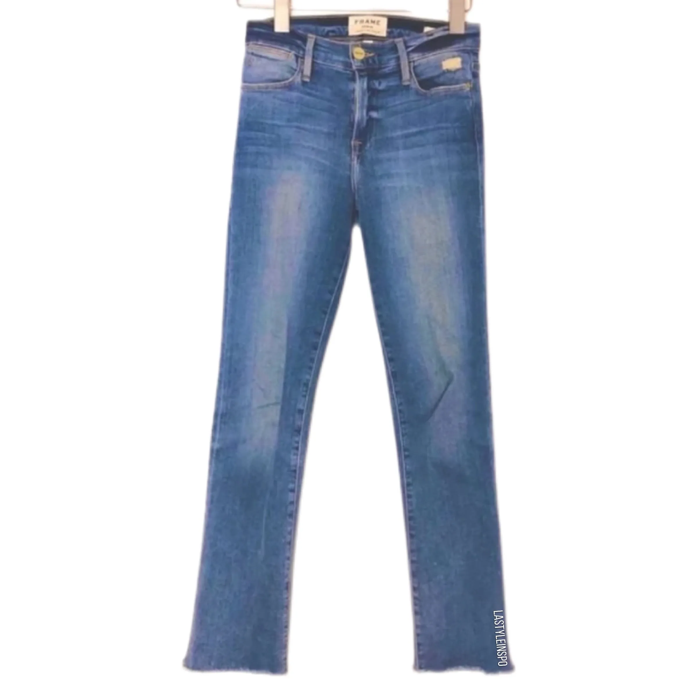 FRAME Denim Le High Straight Blue Jeans Frayed Hems Size 24