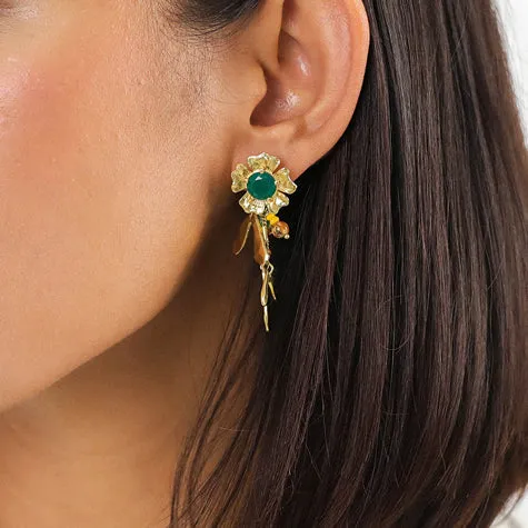 Frank Herval Mathilde Flower Clip-On Earings - Gold