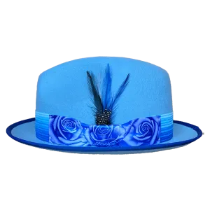 Freddy Negrete Wool Felt Rose Blue Hat